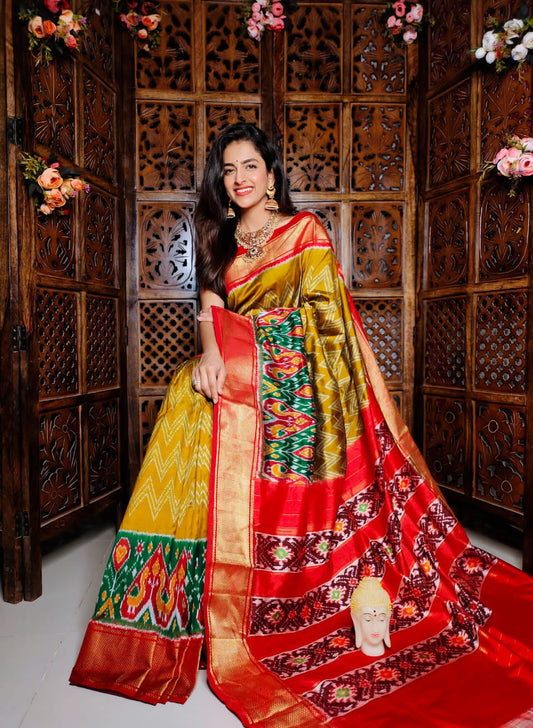 Handwoven Kanchipuram Ikkat Soft Silk Saree With Digital Designs | Premium Collection