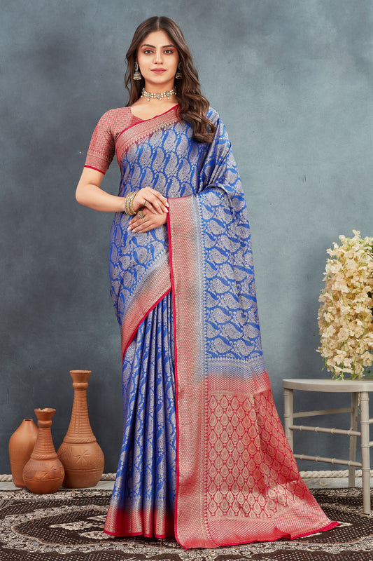 Authentic Mysore Silk Zari Weaving Saree With Contemporary Blouse Material | Premium Collection