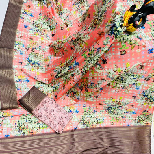 Simple And Elegant Orange Butter Silk Casual Saree | Premium Collection
