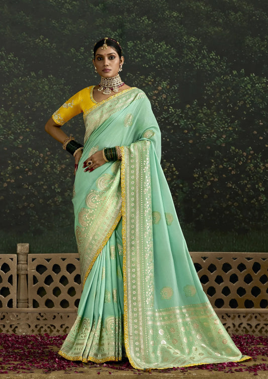 Aqua Medallion Pure Dola Silk