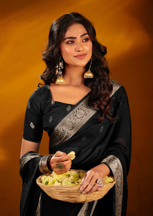 Parvathi Premium Chiffon Kasab Saree with Jacquard Weaving Border
