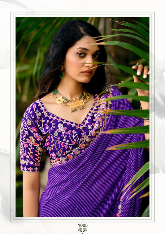 Georgette Lehariya Print Saree with Embroidery Border