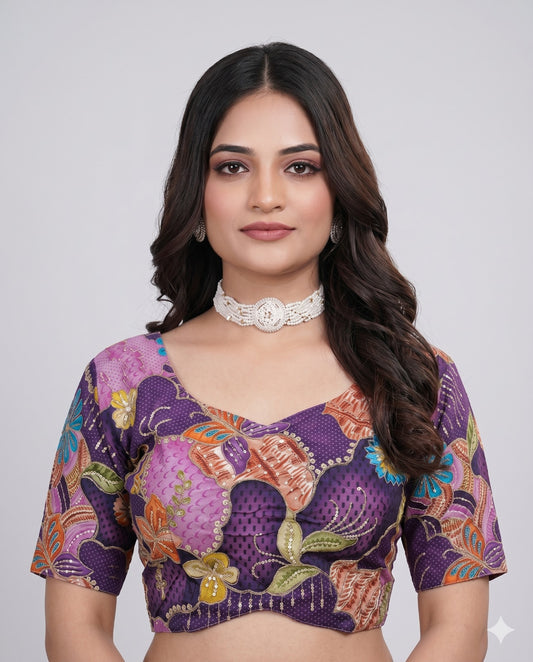 Gopigeet Sweetheart Neck Designer Embroidered Blouse