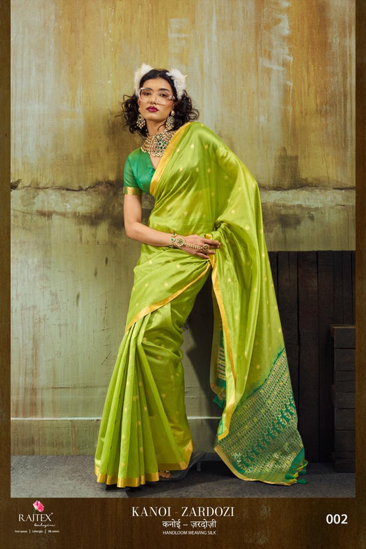 Kanoi Zardozi Rajtex Handloom Waving Silk Saree