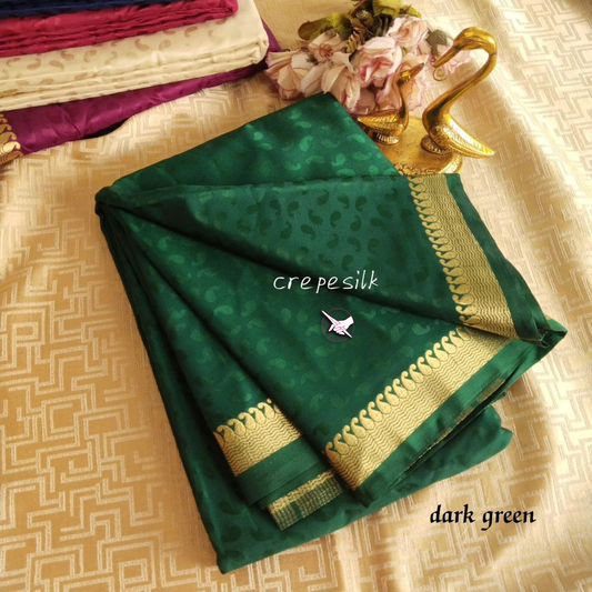 Pure Plain Silk Saree With Mysore Heritage Border | Premium Collection
