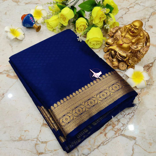 Pure Indian Mysore Silk Saree With Minimalist Weave | Premium Collection