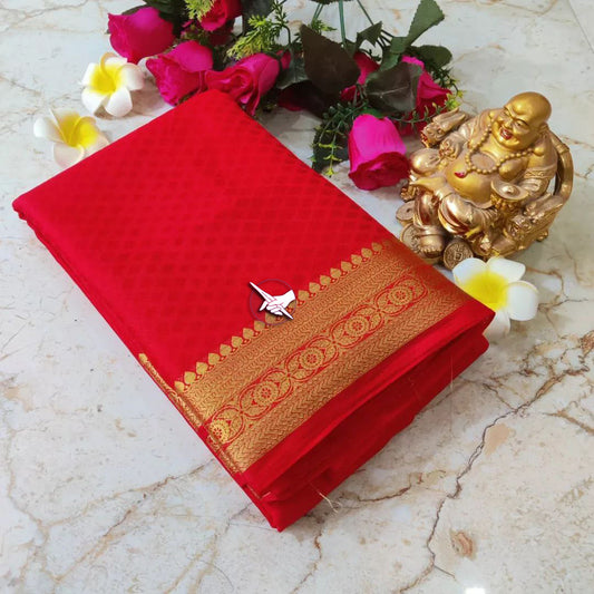 Plain Tone Mysore Silk Saree With Designer Border | Premium Collection
