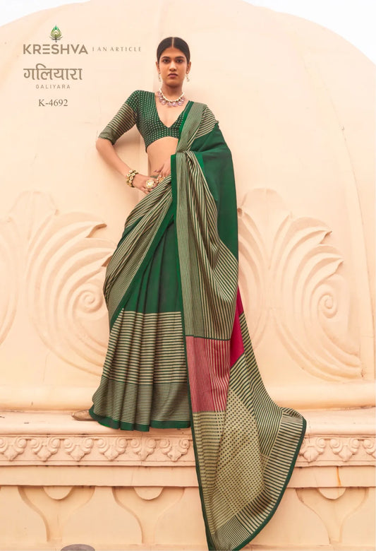 Galiyara P.V Swiss Crepe Silk Saree with Soft Bamboo Finish