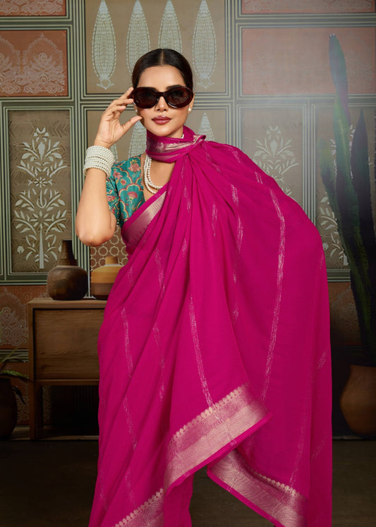 Silkara Premium Tusser Saree with Zari Lining, Weaving Border & Tassels