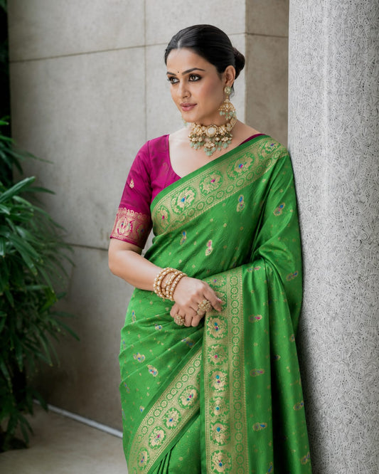 Meenakari Zari Bloom Pure Banarasi Silk Saree