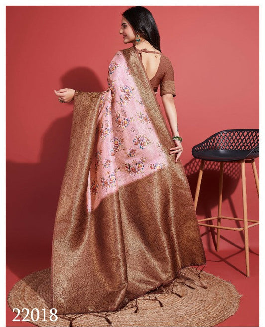 Luxury Brown Digital Print Saree Soft Silk Designer Festive Edition | Premium Collection