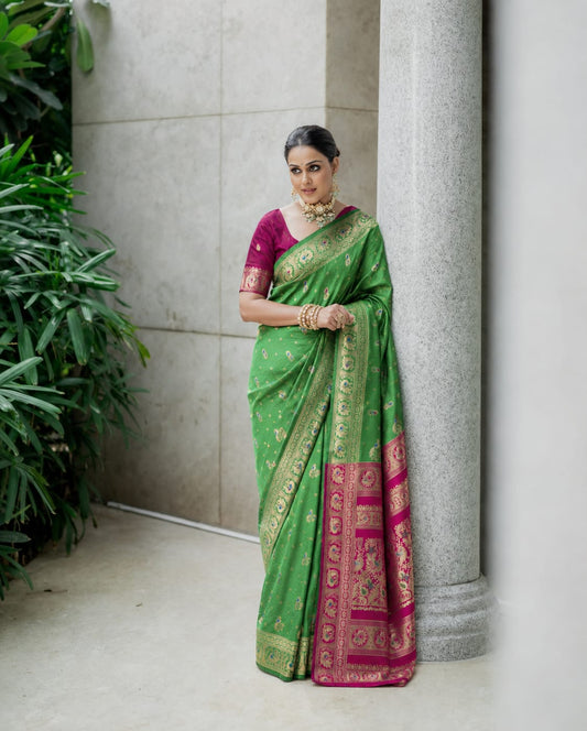 Meenakari Zari Bloom Pure Banarasi Silk Saree
