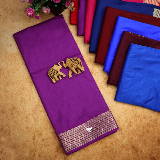 Fetching Purple Traditional Mysore Crepe Silk Woven Work Saree | Premium Collection