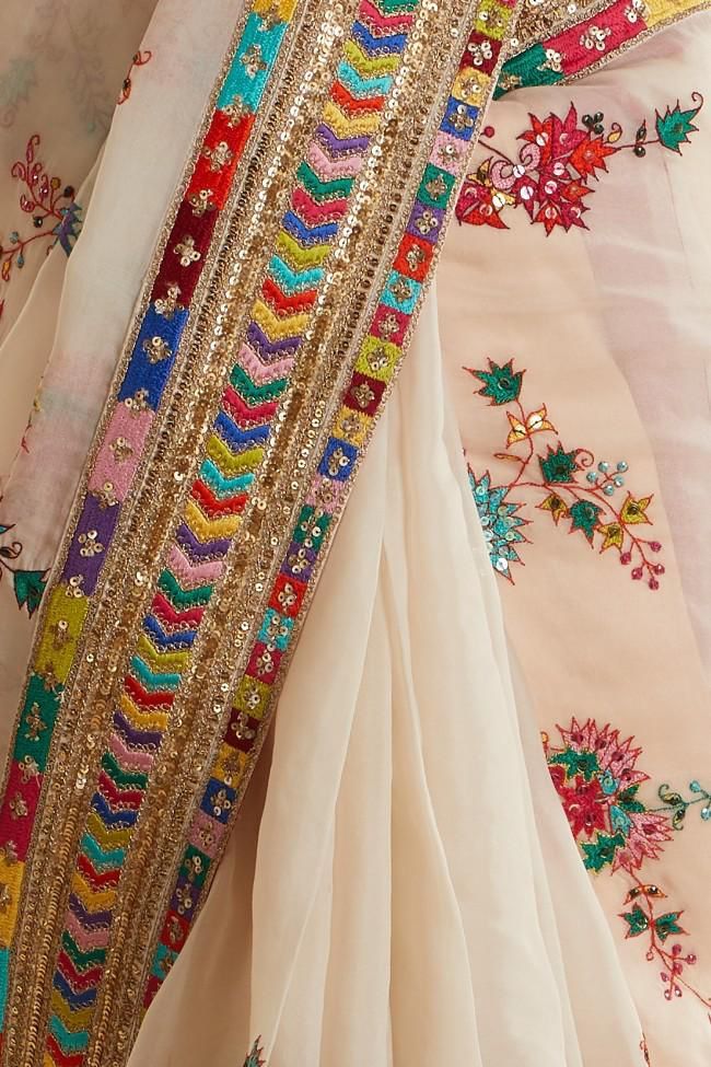 Georgette Kashmiri Embroidery Saree