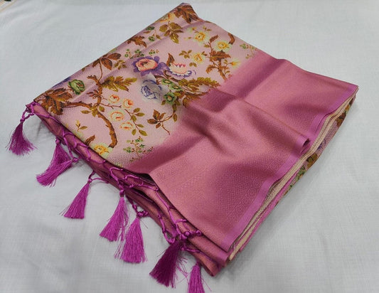 Glam Ethnic Wear Soft Silk Saree With Digital Art | Premium Collection