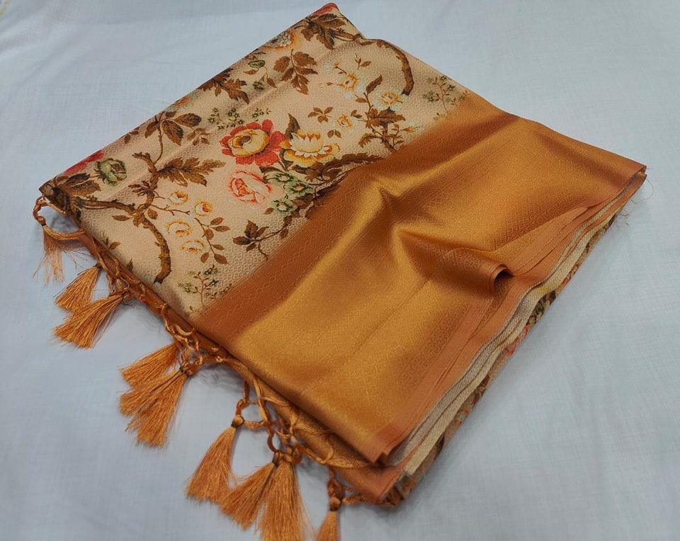 Ethnic Digital Print Saree In Smooth Soft Silk | Premium Collection