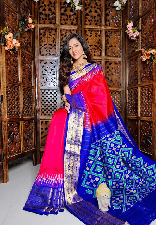 South Indian Kanchipuram Silk Saree With Ikkat Digital Design | Premium Collection
