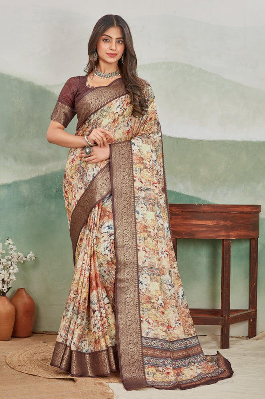Lightweight Viscose Khadi Batik Print Saree For Daily Wear | Premium Collection