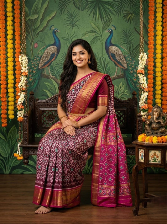 Black Handloom Pattu Silk Saree with Pink Rich Traditional Border | Premium Collection
