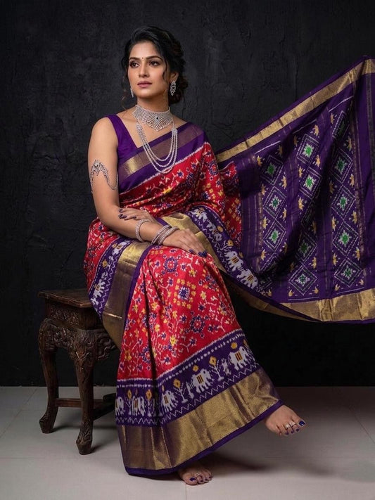 Blue Purple Luxury Handloom Kotha Silk Saree | Premium Collection