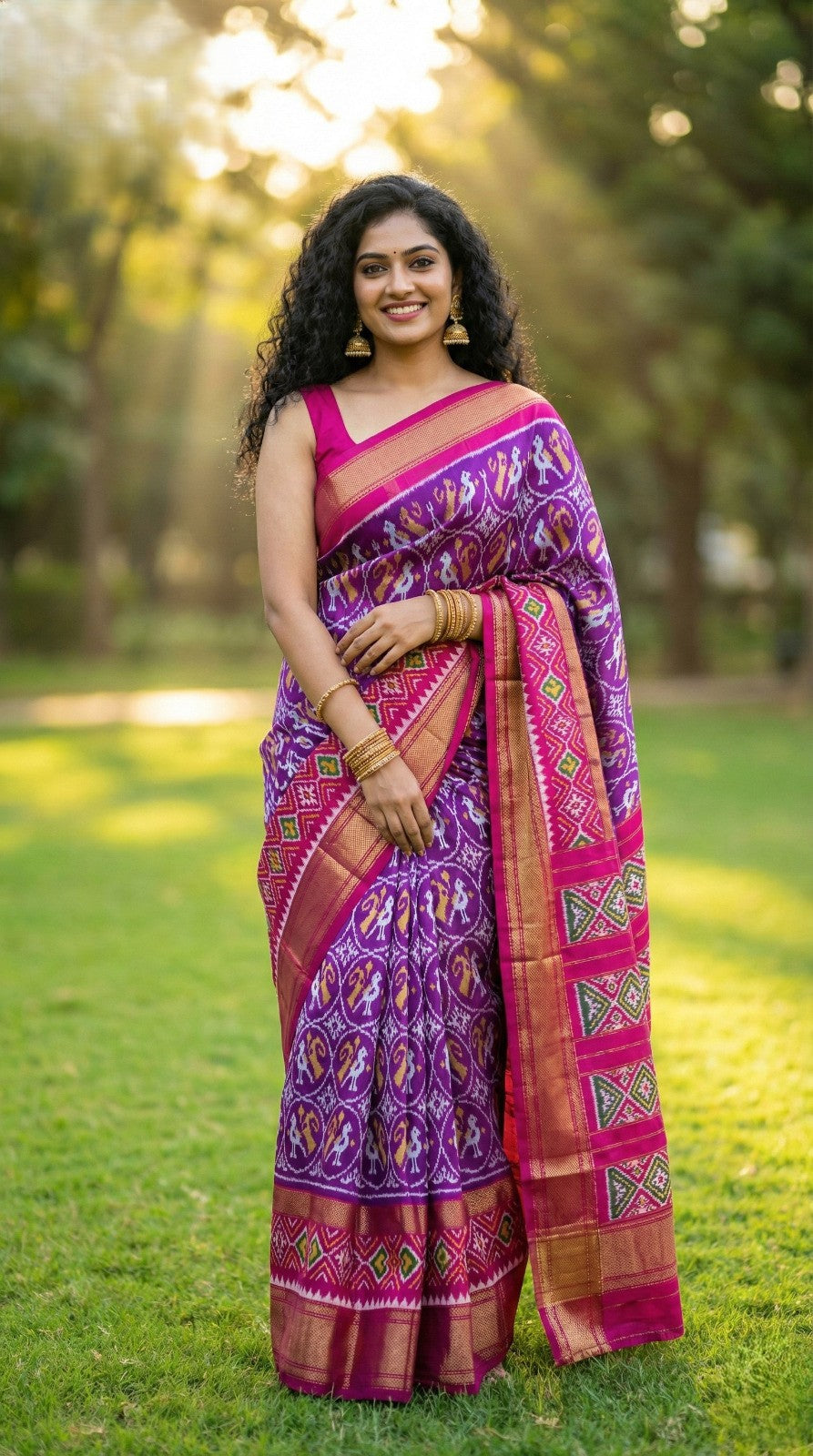 Bright Pink Bentex Handloom Silk Saree with Traditional Gold Zari Weaving | Premium Collection