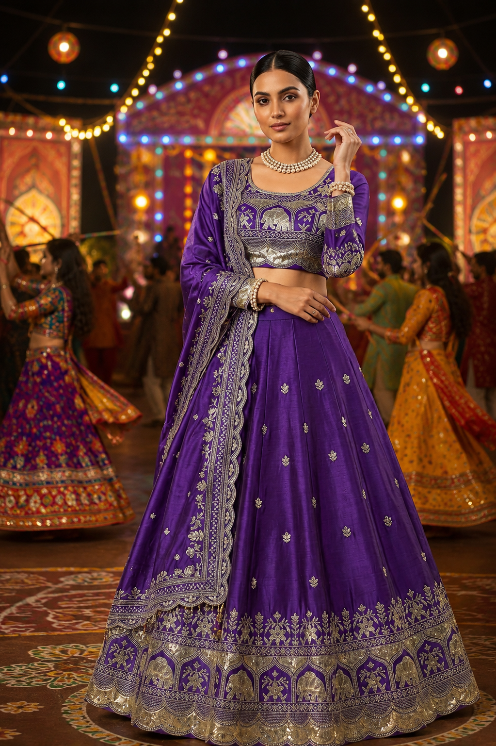 Royal Purple Elephant Motif Lehenga Choli