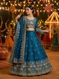 Royal Teal Elephant Motif Lehenga Choli