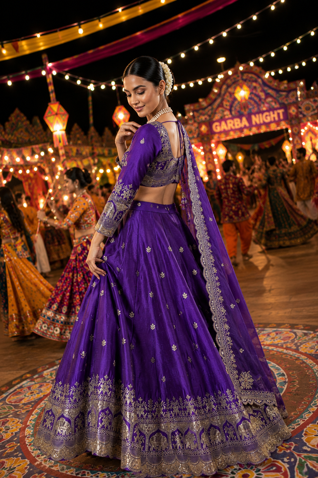 Royal Purple Elephant Motif Lehenga Choli