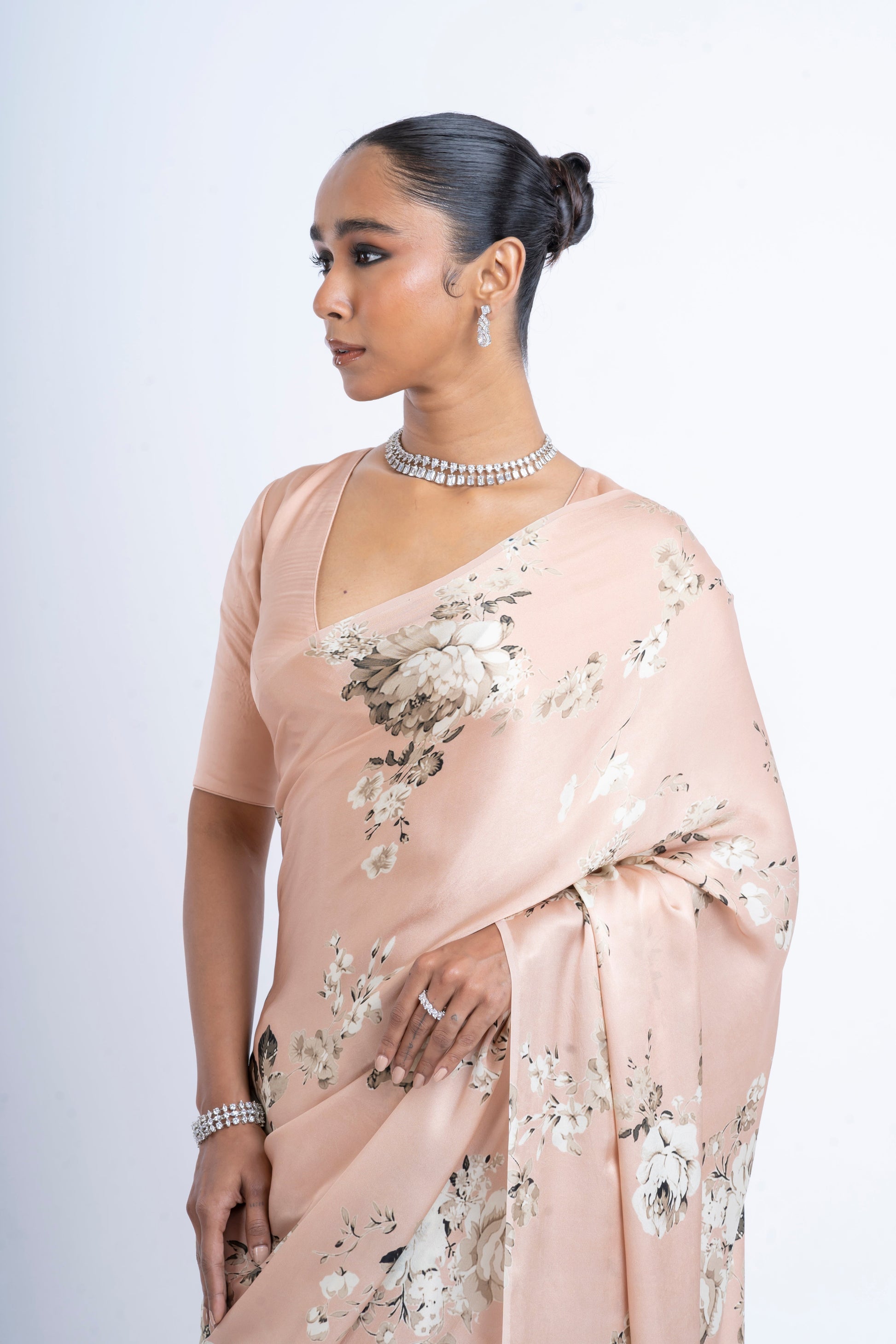 Buy Tara Blossom Pink Satin Silk Saree Online | Premvastra | Premium Collection