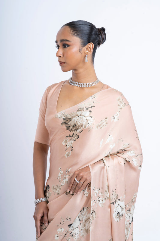 Buy Tara Blossom Pink Satin Silk Saree Online | Premvastra | Premium Collection
