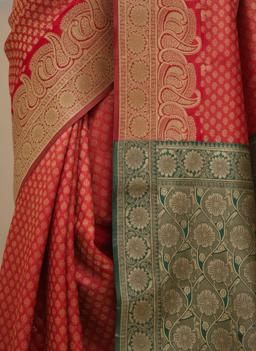 Beautiful Jaquard Saree For Women - Red