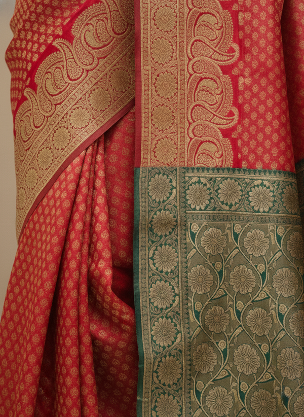 Beautiful Jaquard Saree For Women - Red