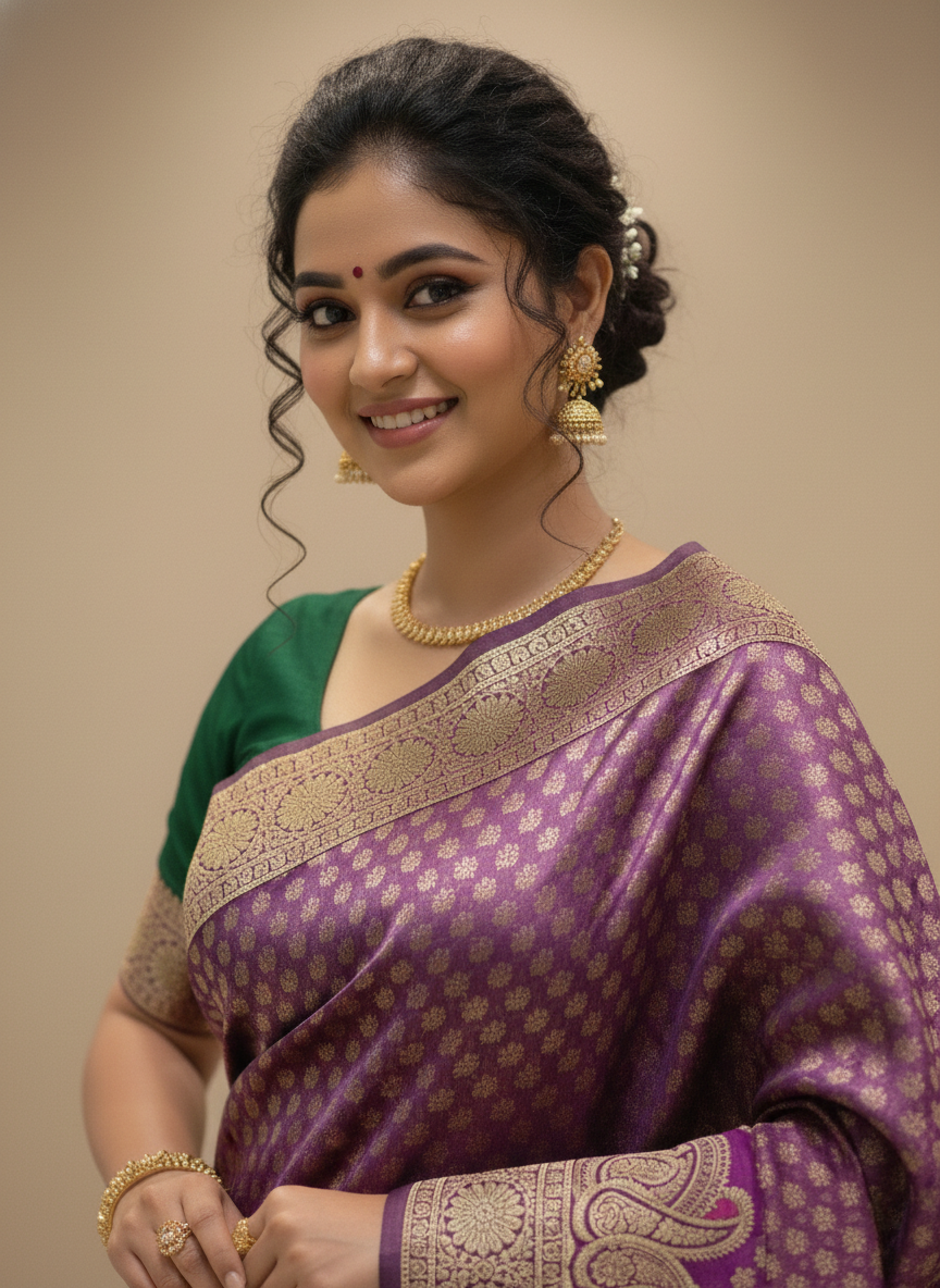 Beautiful Jaquard Saree For Women - Indigo