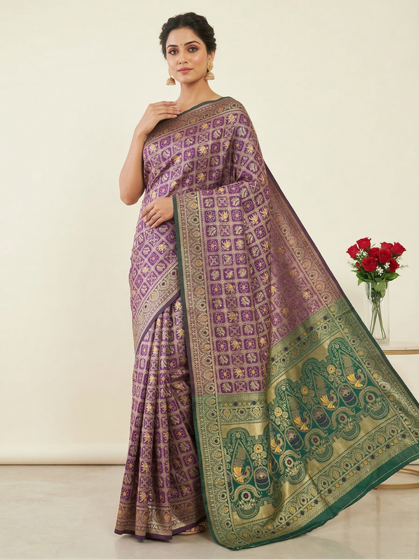 Beautiful Jaquard Saree For Women - Indigo
