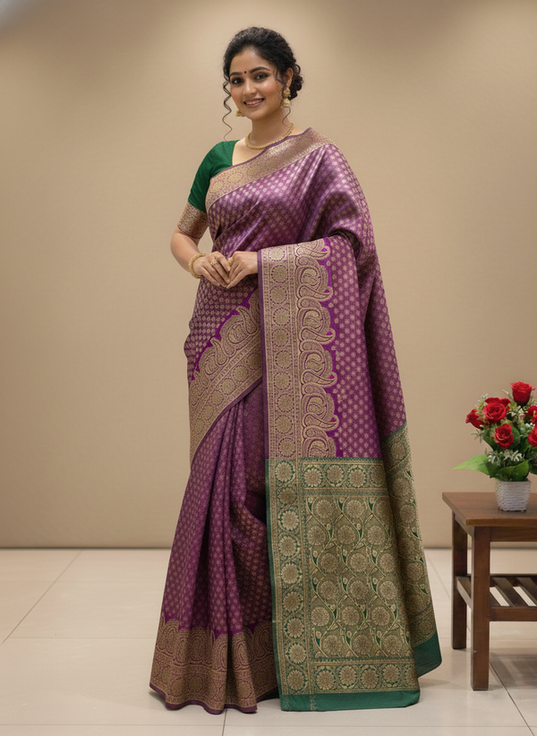 Beautiful Jaquard Saree For Women - Indigo