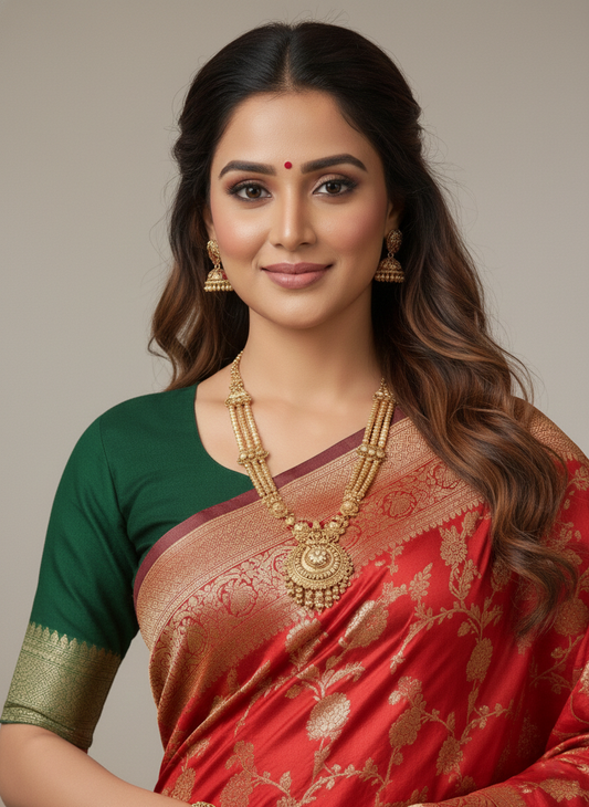Beautiful Jaquard Saree For Women - Red
