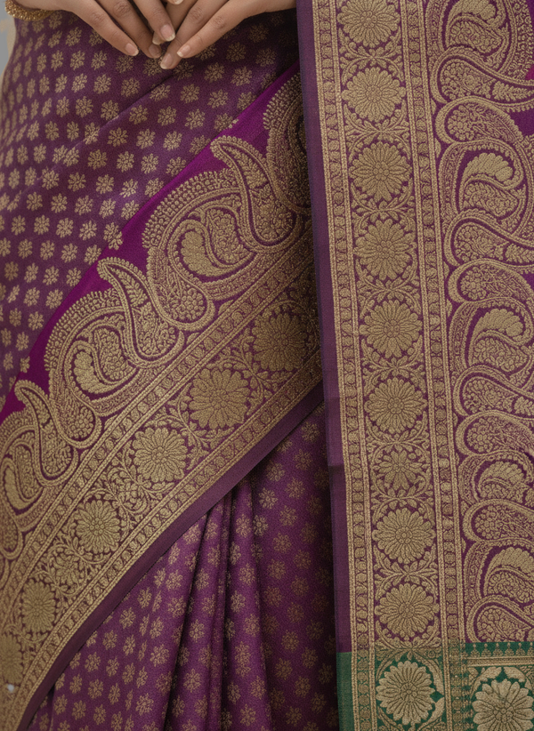 Beautiful Jaquard Saree For Women - Indigo