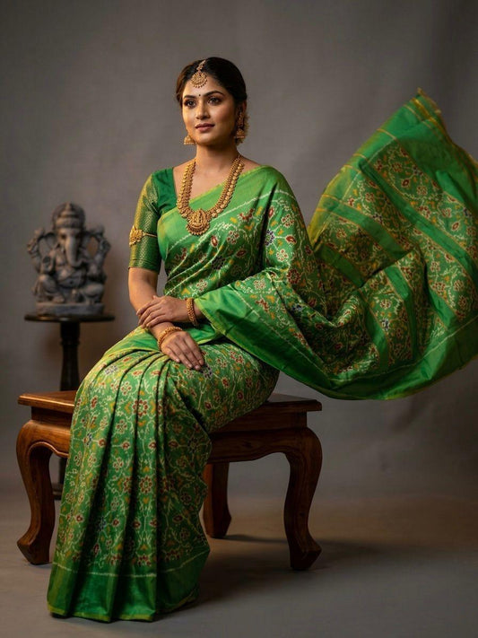 Green Barista Soft Silks Saree with Rich Woven Designer Pattern | Premium Collection
