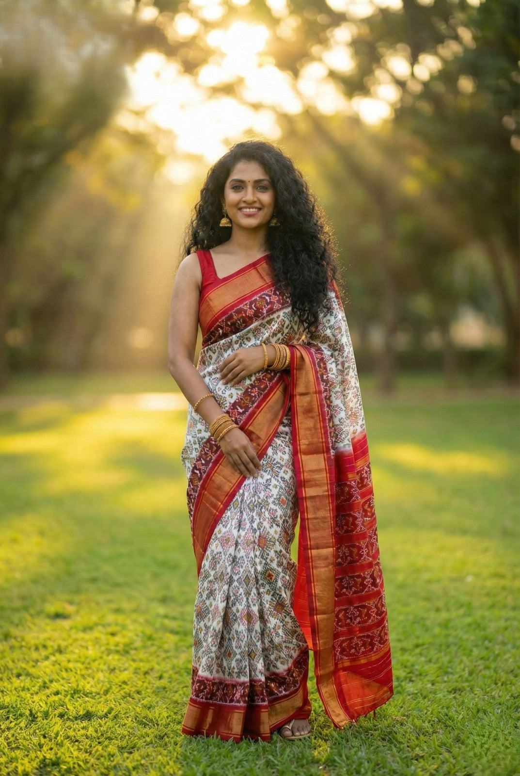 Grey Bentex Handloom Silk Saree with Orange Contrast Pallu and Zari Border | Premium Collection