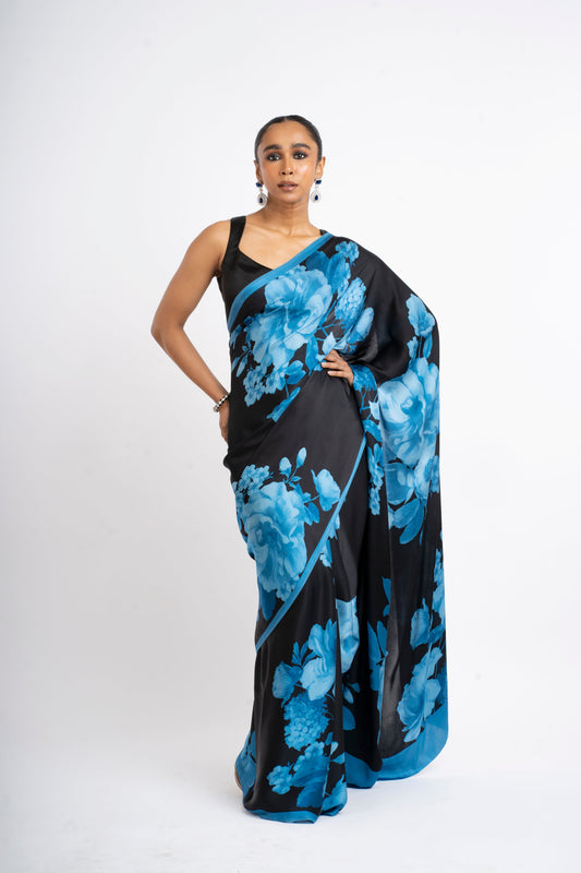 Buy Ila Blue Satin Silk Saree Online in India | Premvastra | Premium Collection