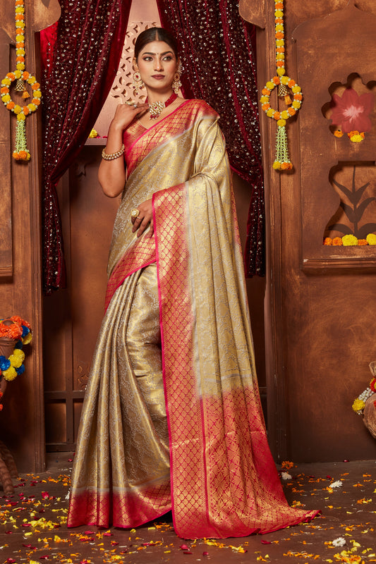 Timeless Wedding Designer Saree In Brocade Zari Silk | Premium Collection