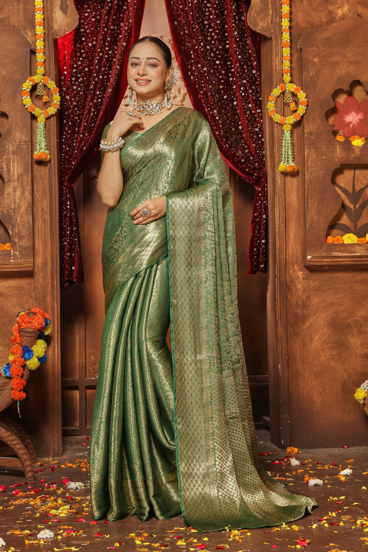 Artisanal Brocade Zari Work Saree In Lustrous Silk | Premium Collection