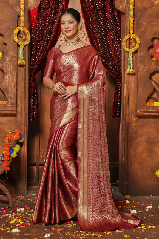 Ethnic Ceremony Wear Brocade Zari Silk Saree | Premium Collection