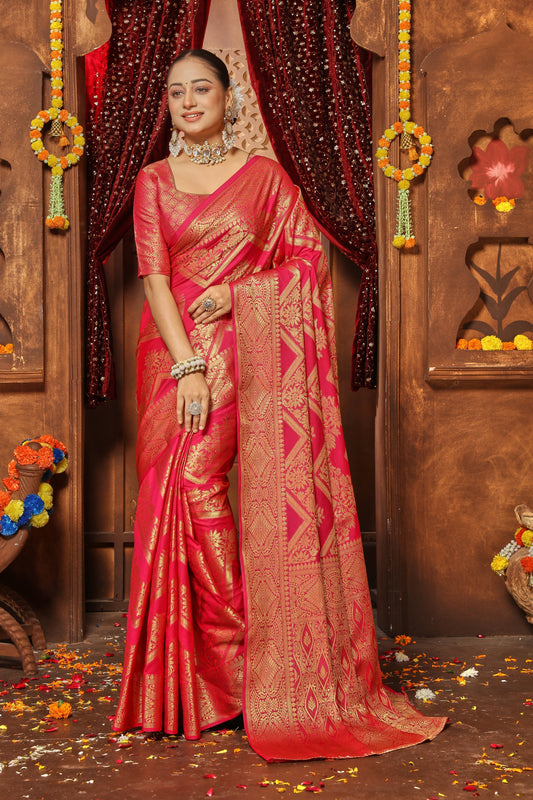 Opulent Silk Saree With Traditional Zari Brocade Weaving | Premium Collection