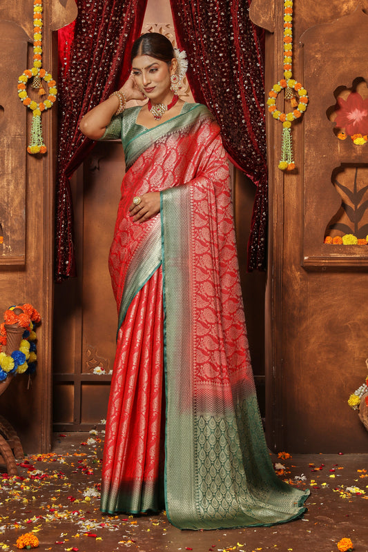 Heritage Style Brocade Zari Silk Saree For Occasions | Premium Collection