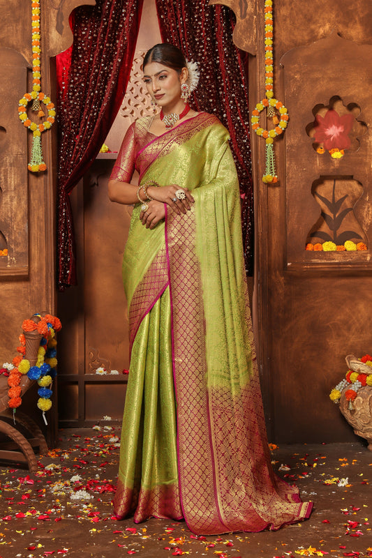 Classic Indian Wedding Saree In Zari Brocade Silk | Premium Collection
