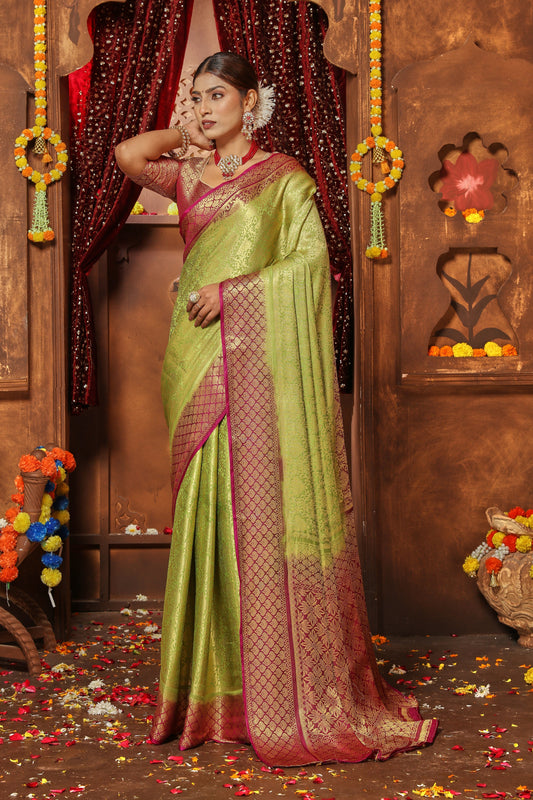 Classic Indian Wedding Saree In Zari Brocade Silk | Premium Collection