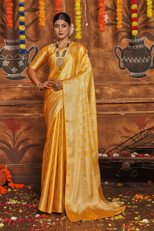 Banarasi Brocade Designer Saree With Heavy Zari Embroidery | Premium Collection