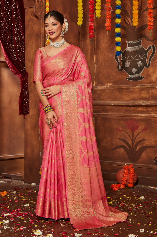 Rich Traditional Mysore Brocade Saree With Banarasi Touch Unstitched Blouse | Premium Collection