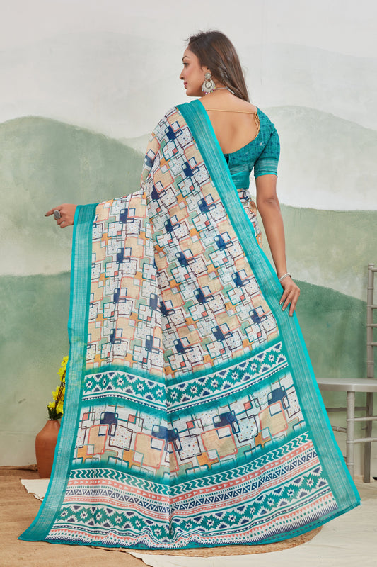 Rama Everyday Wear Saree Pure Linen With Soft Printed Design | Premium Collection